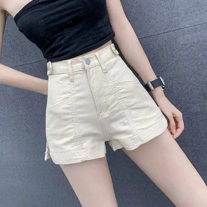 Casual plus size coreano solto moda quente perna larga sexy vintage de cintura alta das mulheres jeans shorts feminino verão calças curtas