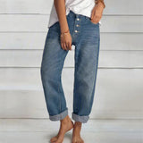 Jeans retrô de cintura alta feminino, perna larga larga, calça reta, tamanho grande, roupa de trabalho simples e fina, jeans de namorado, na moda