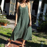 Casual 100% algodão verão vestido longo feminino solto sólido sem mangas sem costas streetwear elegante vestido feminino vestidos robe