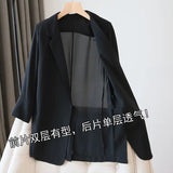 Blazers chiffon finos para mulheres, blazers chiques e light-up, estilo streetwear, chique, simples, aconchegante, verão
