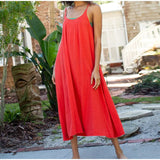 Casual 100% algodão verão vestido longo feminino solto sólido sem mangas sem costas streetwear elegante vestido feminino vestidos robe