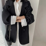 Blazer monocromático minimalista feminino, outwear solto, elegante, retrô, moda oficial, rua principal, feminino, todos os fósforos, confortável, primavera