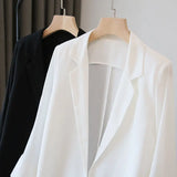Blazers chiffon finos para mulheres, blazers chiques e light-up, estilo streetwear, chique, simples, aconchegante, verão