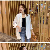Blazers chiffon finos para mulheres, blazers chiques e light-up, estilo streetwear, chique, simples, aconchegante, verão