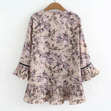 Túnica feminina elegante de babados em chiffon, blusa floral, roupas femininas, tops casuais soltos, verão, 5XL, V2183