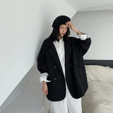 Blazer monocromático minimalista feminino, outwear solto, elegante, retrô, moda oficial, rua principal, feminino, todos os fósforos, confortável, primavera