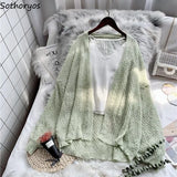 Cardigans femininos soltos de proteção solar, suéter de malha, outwear aconchegante, todos os fósforos, monocromático, Sweet Ulzzang, moda feminina, primavera