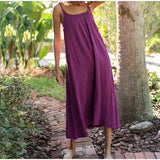 Casual 100% algodão verão vestido longo feminino solto sólido sem mangas sem costas streetwear elegante vestido feminino vestidos robe