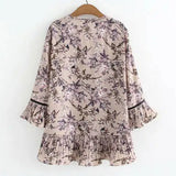 Túnica feminina elegante de babados em chiffon, blusa floral, roupas femininas, tops casuais soltos, verão, 5XL, V2183