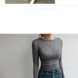 Alta qualidade simples t camisa feminina elástica básica camisetas femininas casuais topos de manga longa sexy fina camiseta ver através
