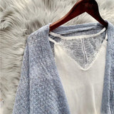 Cardigans femininos soltos de proteção solar, suéter de malha, outwear aconchegante, todos os fósforos, monocromático, Sweet Ulzzang, moda feminina, primavera