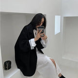 Blazer monocromático minimalista feminino, outwear solto, elegante, retrô, moda oficial, rua principal, feminino, todos os fósforos, confortável, primavera
