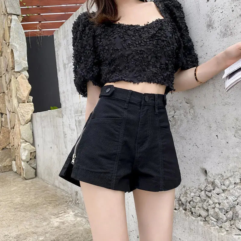 Casual plus size coreano solto moda quente perna larga sexy vintage de cintura alta das mulheres jeans shorts feminino verão calças curtas