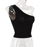 Mulheres esportes tank tops sexy colheita topos colete casual feminino um ombro roupas de verão topos fitness elástico