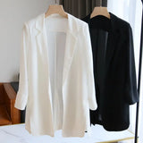 Blazers chiffon finos para mulheres, blazers chiques e light-up, estilo streetwear, chique, simples, aconchegante, verão