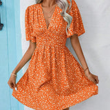 Casual férias solto vestidos curtos para as mulheres 2024 moda verão feminino floral impressão a linha vestido elegante vintage vestido feminino