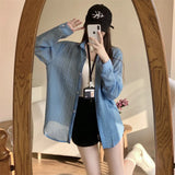 Blusas de Chiffon Leves e Soltas com Manga Longa e Botões para Mulheres, Camisas Casuais de Verão