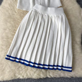 Conjuntos de Malha da Moda em 2 Peças para Mulheres, Roupas de Verão 2026, Top com Gola Polo e Saia Mini, Conjuntos Casuais de Vestido Tricotado