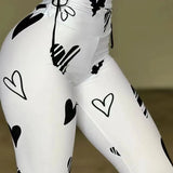 Leggings femininas calças compridas bodycon fino ajuste impressão calça cintura alta cordão jogger yoga elegante splice y2k streetwear