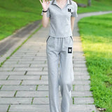Conjunto de roupas esportivas casuais para verão feminino, calças largas, celebridade da moda na internet, moda nova, 2 peças