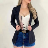 Blazer feminino 2024 formal blazer feminino conjunto de trabalho de escritório bolso jaqueta casaco solto roupas femininas