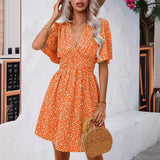 Casual férias solto vestidos curtos para as mulheres 2024 moda verão feminino floral impressão a linha vestido elegante vintage vestido feminino