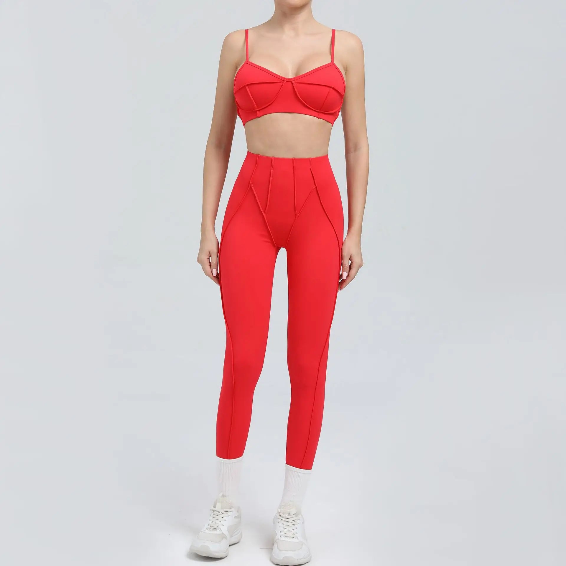 Yoga esportes conjuntos de fitness cintura alta hip-lifting calças abertas volta sutiã terno casual correndo treino ginásio leggings sexy conjuntos femininos