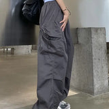 2025 mulheres casuais joggers calças de tecnologia sólida calças de cintura baixa cordão perna larga calças largas y2k streetwear oversize sweatpants