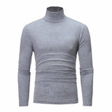 Camiseta básica de gola alta masculina, slim fit, gola alta, tops finos, moda casual, primavera, outono, primavera
