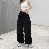 2025 mulheres casuais joggers calças de tecnologia sólida calças de cintura baixa cordão perna larga calças largas y2k streetwear oversize sweatpants