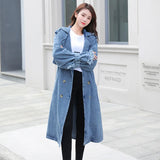 Trench denim casaco feminino casacos longos rendas até cinto de cintura alta turn down collar maxi jaquetas y2k único breasted elegante outono