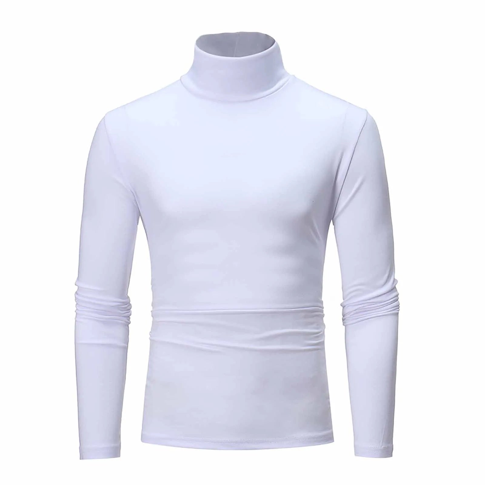 Camiseta básica de gola alta masculina, slim fit, gola alta, tops finos, moda casual, primavera, outono, primavera