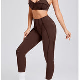Yoga esportes conjuntos de fitness cintura alta hip-lifting calças abertas volta sutiã terno casual correndo treino ginásio leggings sexy conjuntos femininos