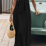 Vestido Casual Maxi 2026 Feminino Vestidos Estilo Simples Roupa de Casa Confortável Solto Cor Sólida Alça Costas Descobertas