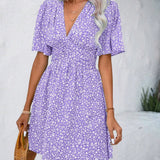 Casual férias solto vestidos curtos para as mulheres 2024 moda verão feminino floral impressão a linha vestido elegante vintage vestido feminino