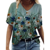 Camiseta feminina de grandes dimensões verão moda desenhada impressa casual manga curta pulôver confortável plus size camiseta roupa da moda