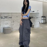 2025 mulheres casuais joggers calças de tecnologia sólida calças de cintura baixa cordão perna larga calças largas y2k streetwear oversize sweatpants