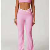Conjunto de yoga 2 peças roupas de treino feminino agasalho roupas de ginástica cintura alta bell-bottoms sexy fitness bta terno esportivo