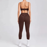 Yoga esportes conjuntos de fitness cintura alta hip-lifting calças abertas volta sutiã terno casual correndo treino ginásio leggings sexy conjuntos femininos