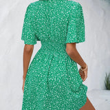 Casual férias solto vestidos curtos para as mulheres 2024 moda verão feminino floral impressão a linha vestido elegante vintage vestido feminino
