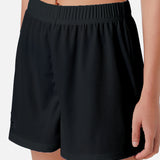 Shorts casuais com cintura elástica para mulheres, confortável, respirável, cor sólida, esportes, calças de cinco quartos, verão, novo, 2022