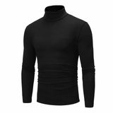 Camiseta básica de gola alta masculina, slim fit, gola alta, tops finos, moda casual, primavera, outono, primavera