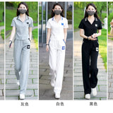 Conjunto de roupas esportivas casuais para verão feminino, calças largas, celebridade da moda na internet, moda nova, 2 peças