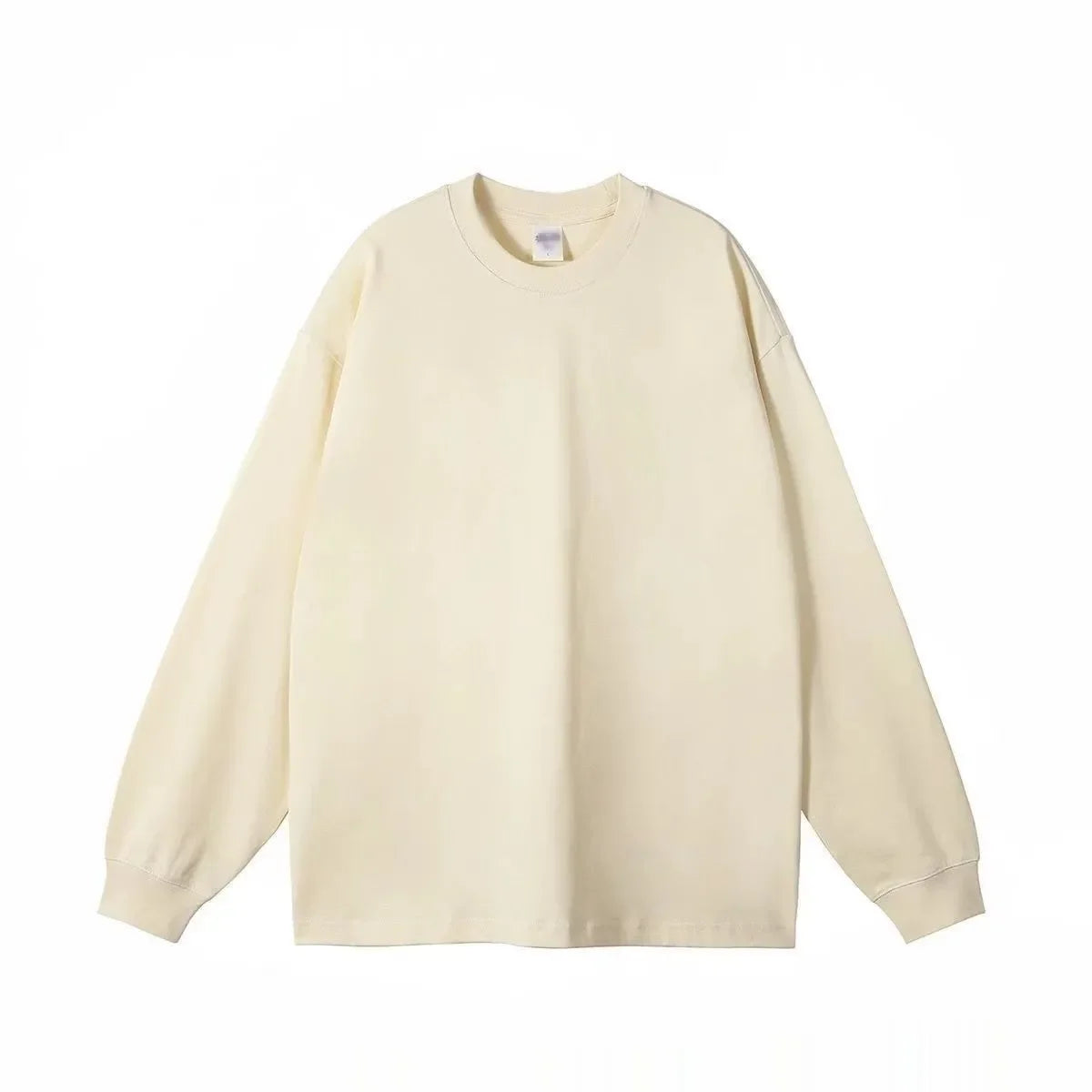 Nova camisa base básica para primavera e outono versátil cor sólida topo puro algodão manga longa solta camiseta para mulher