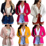 Blazer feminino 2024 formal blazer feminino conjunto de trabalho de escritório bolso jaqueta casaco solto roupas femininas