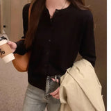 Cardigans e Suéteres Femininos 2026: Moda Coreana Casual, Quente, Primavera/Verão, Gola O, Manga Longa, Abotoamento Simples, Ajuste Slim, Tricôs e Blusas