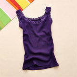 Regatas femininas verão o pescoço cor sólida feminino em forma de u baixo corte rendas suspender colete 2024 nova sem mangas camisola para senhoras