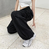 2025 mulheres casuais joggers calças de tecnologia sólida calças de cintura baixa cordão perna larga calças largas y2k streetwear oversize sweatpants