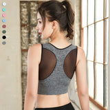 Rápida secagem malha Racerback Sports Bra para mulheres, sem costura, acolchoado, ioga, treino, Activewear