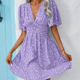 Casual férias solto vestidos curtos para as mulheres 2024 moda verão feminino floral impressão a linha vestido elegante vintage vestido feminino